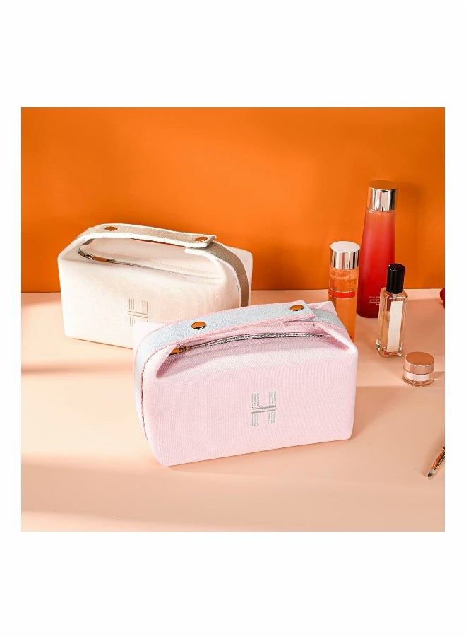 Fashion Makeup Bag for Women Pink Canvas Make up Travel Bag Hanging Cosmetic Bag Organizer Portable Storage Bag Net Red Wash Bag