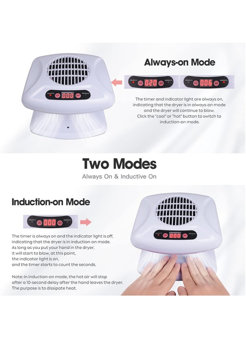 300W Single Fan Warmer Nail Dryer For Regular Nail Polish Hot And Cold Air Nail Dryer Fan Manicure Tools White