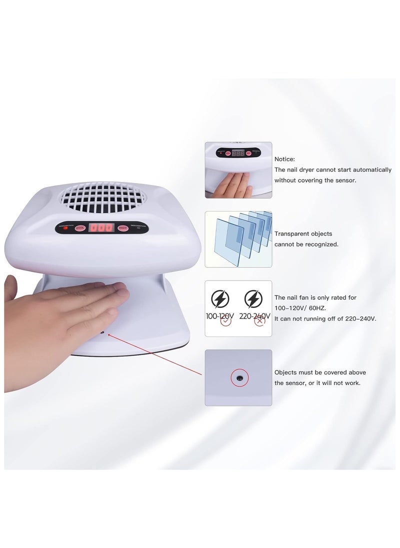 300W Single Fan Warmer Nail Dryer For Regular Nail Polish Hot And Cold Air Nail Dryer Fan Manicure Tools White