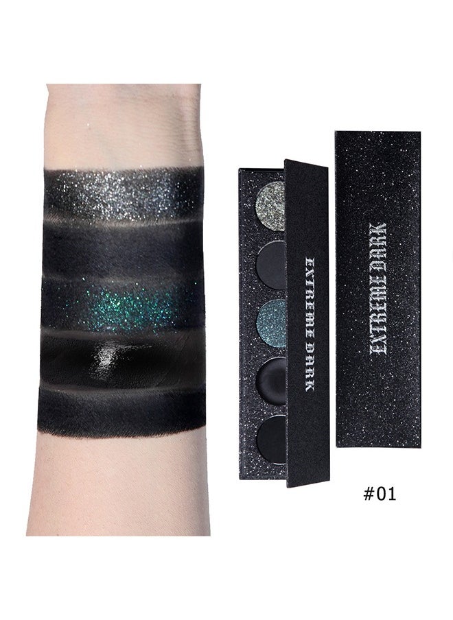 Extreme Dark-5 Color Eyeshadow Palette,Matte & Shimmery Eyeshadow for High-Definition Eye Makeup,Waterproof, Sweat Resistant,Long-lasting