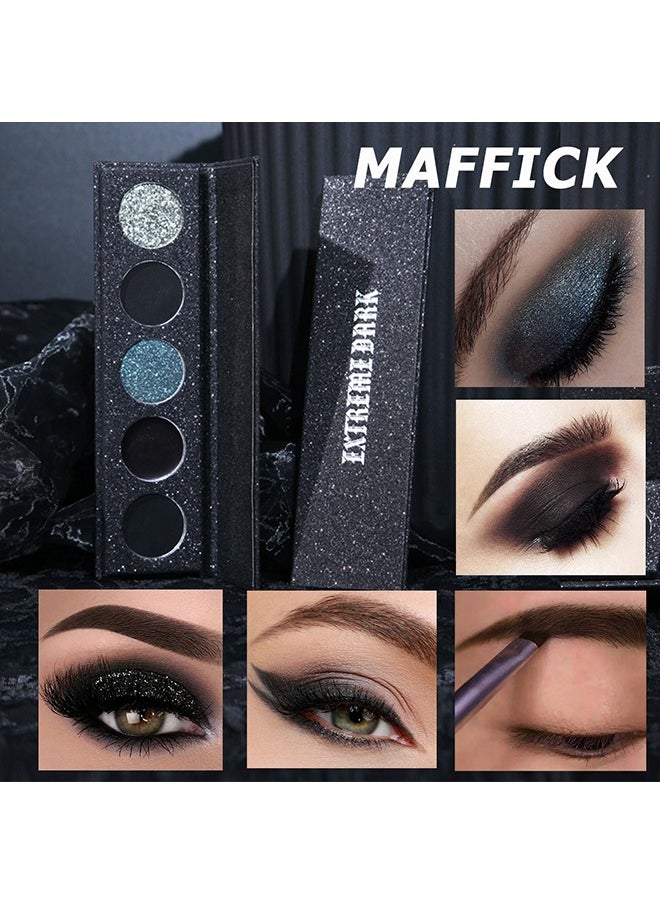 Extreme Dark-5 Color Eyeshadow Palette,Matte & Shimmery Eyeshadow for High-Definition Eye Makeup,Waterproof, Sweat Resistant,Long-lasting