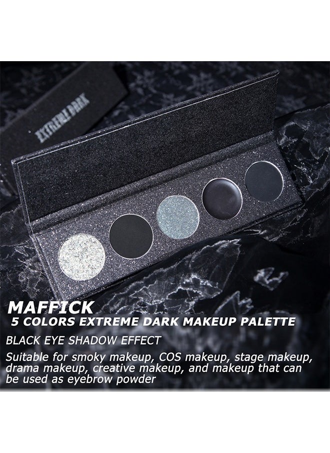 Extreme Dark-5 Color Eyeshadow Palette,Matte & Shimmery Eyeshadow for High-Definition Eye Makeup,Waterproof, Sweat Resistant,Long-lasting