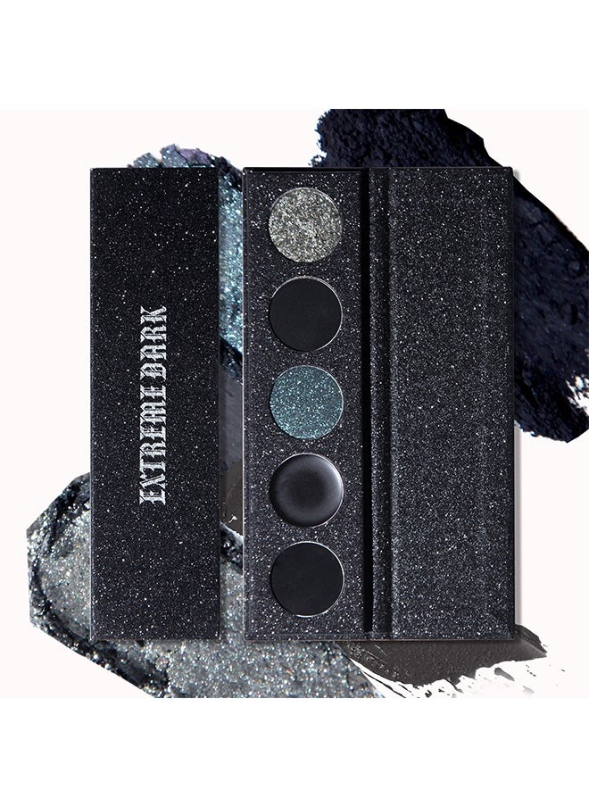 Extreme Dark-5 Color Eyeshadow Palette,Matte & Shimmery Eyeshadow for High-Definition Eye Makeup,Waterproof, Sweat Resistant,Long-lasting