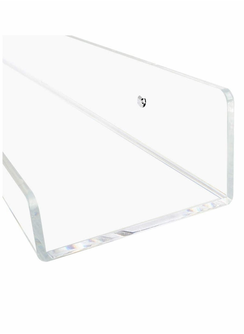 2 Pack Clear Acrylic Shelf Invisible Floating Wall Ledge Bookshelf Organizer, Book Display Shelves Wall Mounted 15 Inch