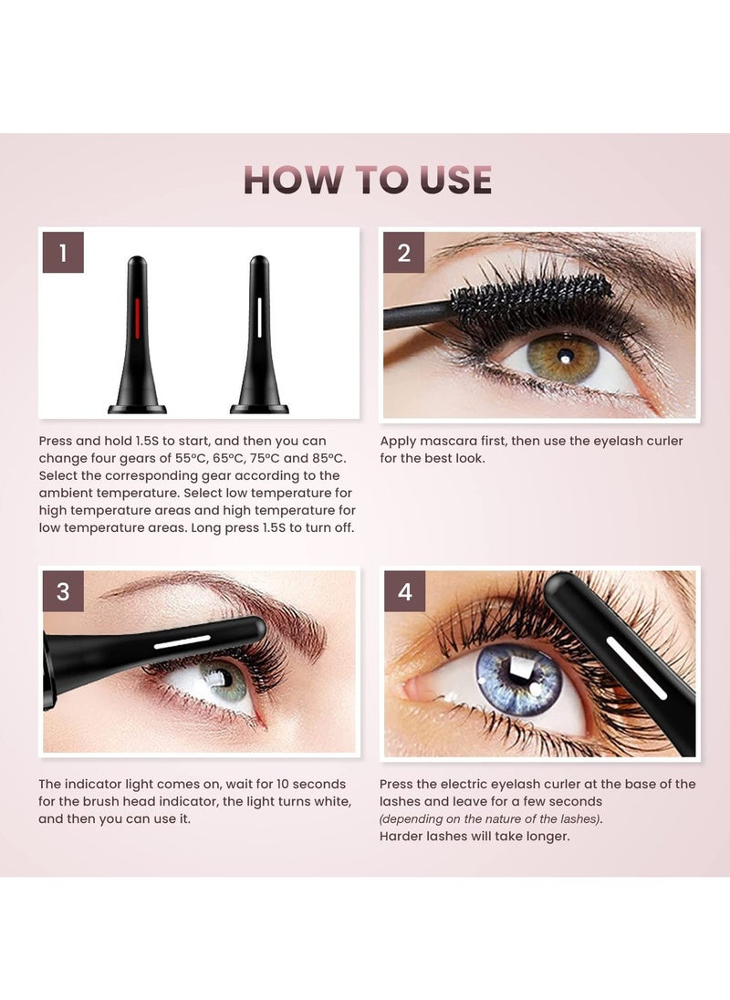 Heated Eyelash Curlers USB Rechargeable Electric Eyelash Curler with 4 Heating Modes Heated Lash Curler for Eyelash Curling Eye Lashes Tool for Women