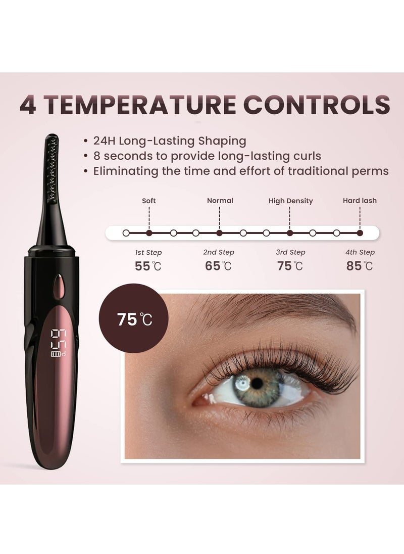 Heated Eyelash Curlers USB Rechargeable Electric Eyelash Curler with 4 Heating Modes Heated Lash Curler for Eyelash Curling Eye Lashes Tool for Women