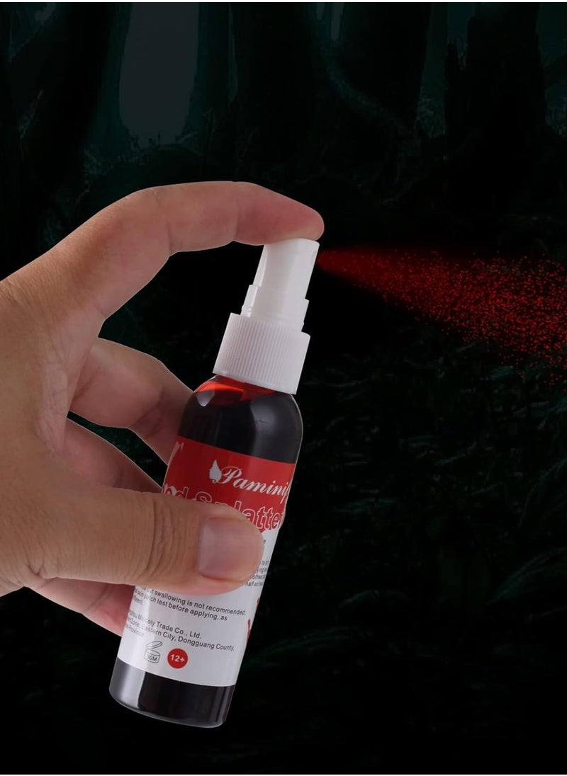 Paminify 2.1oz Fake Blood Spray, Blood Splatter, Halloween Liquid Blood for Clothes, Zombie, Vampire and Monster SFX Makeup & Theater,Bright