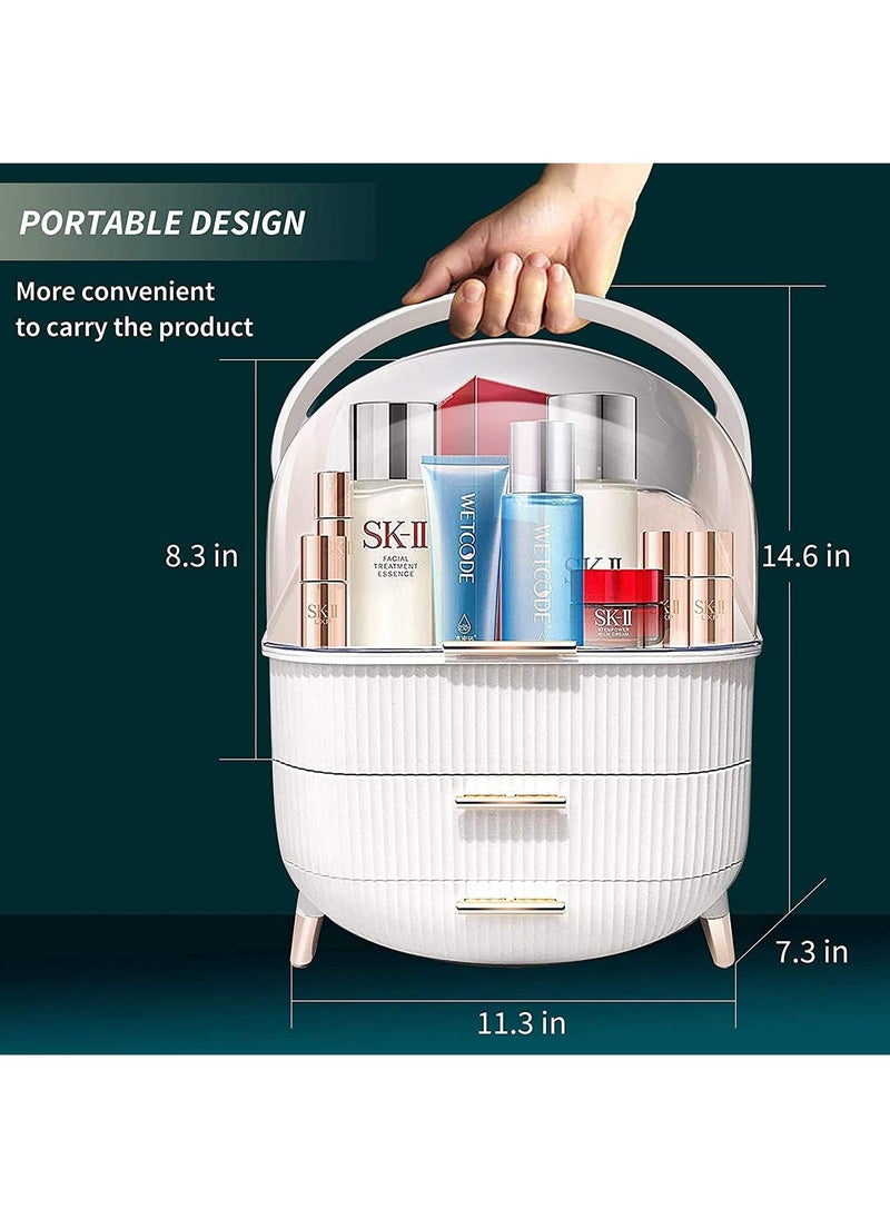 Makeup Organizer with Drawers and Brush Organizer Dust Water Proof Cosmetics Storage Display Case