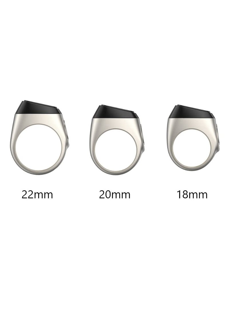 Smart Tasbih Zikr Aluminium Ring Silver 18mm, M0218Sr, Digital Islamic Prayer Counter with OLED Display