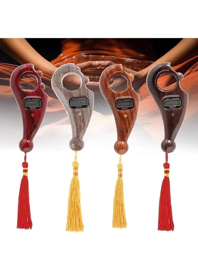 Handheld Tally Counter with Wooden Finish and Tassel for Prayer and Zikr - (Pack Of 4)