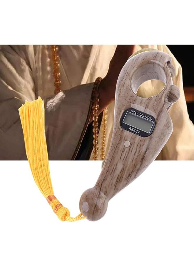 Handheld Tally Counter with Wooden Finish and Tassel for Prayer and Zikr - (Pack Of 4)
