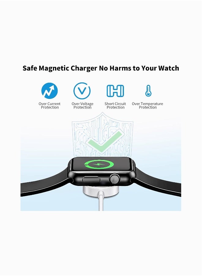 Wireless Charger Compatible for Apple Watch Series 6, 5, 4, 3, 2, 1 – Magnetic Charging Cable – Fast Charging Portable Charger – Long Cord