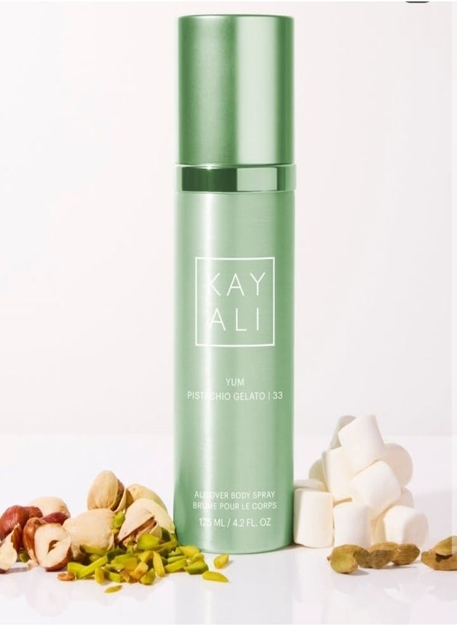 KAYALI Yum Pistachio Gelato | 33 All Over Body Spray, 125ML – Indulgent Fragrance Mist with Creamy Pistachio, Whipped Cream, and Sweet Vanilla Notes for a Deliciously Playful and Long-Lasting Scent