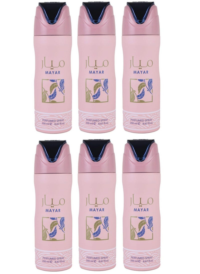 Lattafa Mayar Perfumed Deodorant For Women 200ml (Pack of 6)