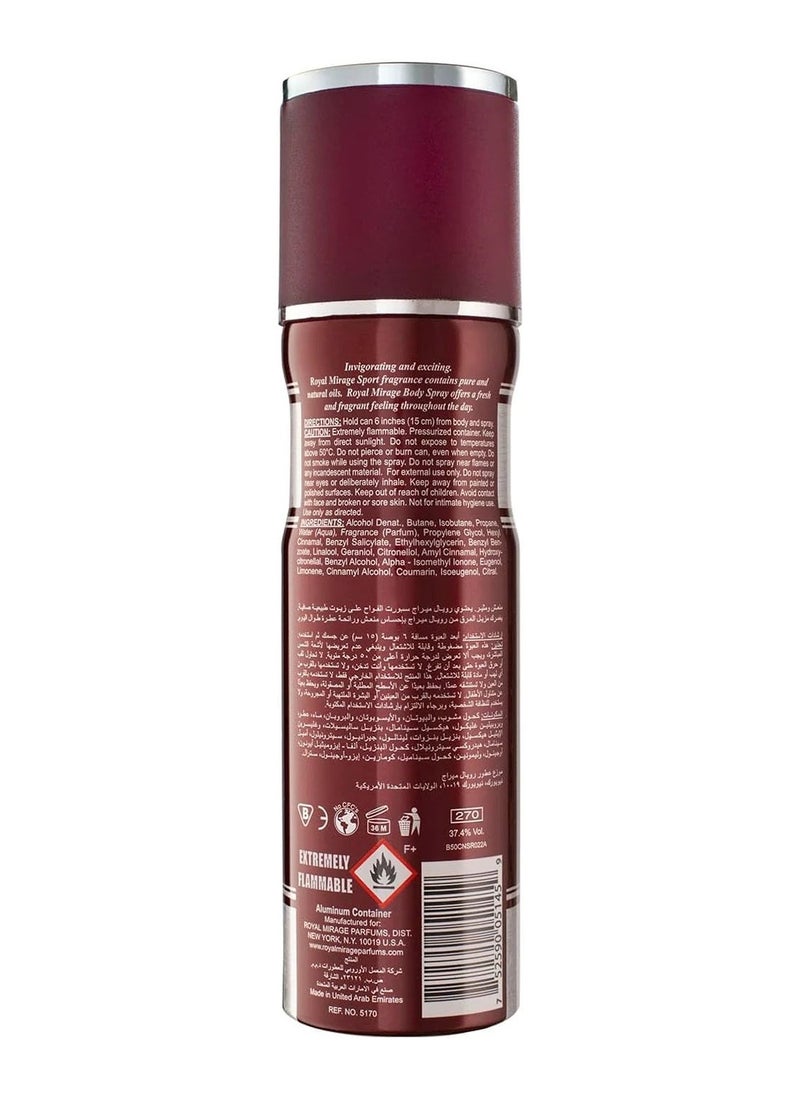 Pack of 6 Sport Refreshing Perfumed Body Spray 200ml
