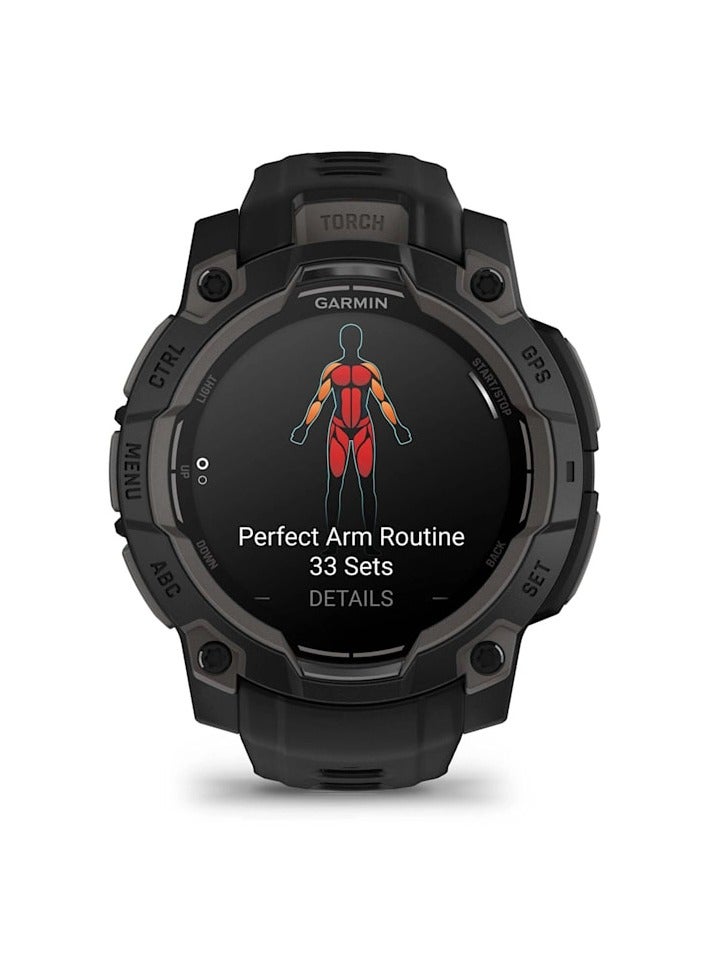 Instinct 3 - 45MM - Black with black band - Up to 18 Days of  Battery life  - 1.2