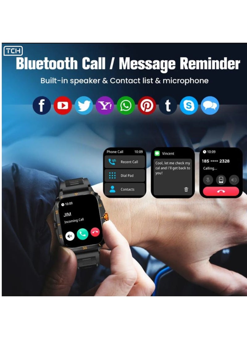 Smart Watches for Men (Answer/Make Calls) 2.1 Ultra Fitness Smart Watch for Android and iPhone, Waterproof Fitness Tracker with Blood Pressure/Stress/Heart Rate/Sleep/100+ Sport Modes, Watches for Men