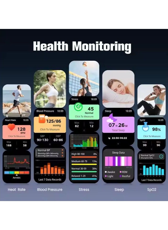 Smart Watches for Men (Answer/Make Calls) 2.1 Ultra Fitness Smart Watch for Android and iPhone, Waterproof Fitness Tracker with Blood Pressure/Stress/Heart Rate/Sleep/100+ Sport Modes, Watches for Men