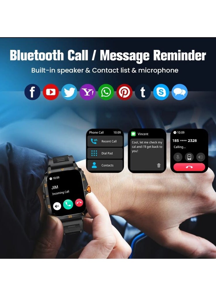 Smart Watches for Men (Answer/Make Calls) 2.1 Ultra Fitness Smart Watch for Android and iPhone, Waterproof Fitness Tracker with Blood Pressure/Stress/Heart Rate/Sleep/100+ Sport Modes, Watches for Men