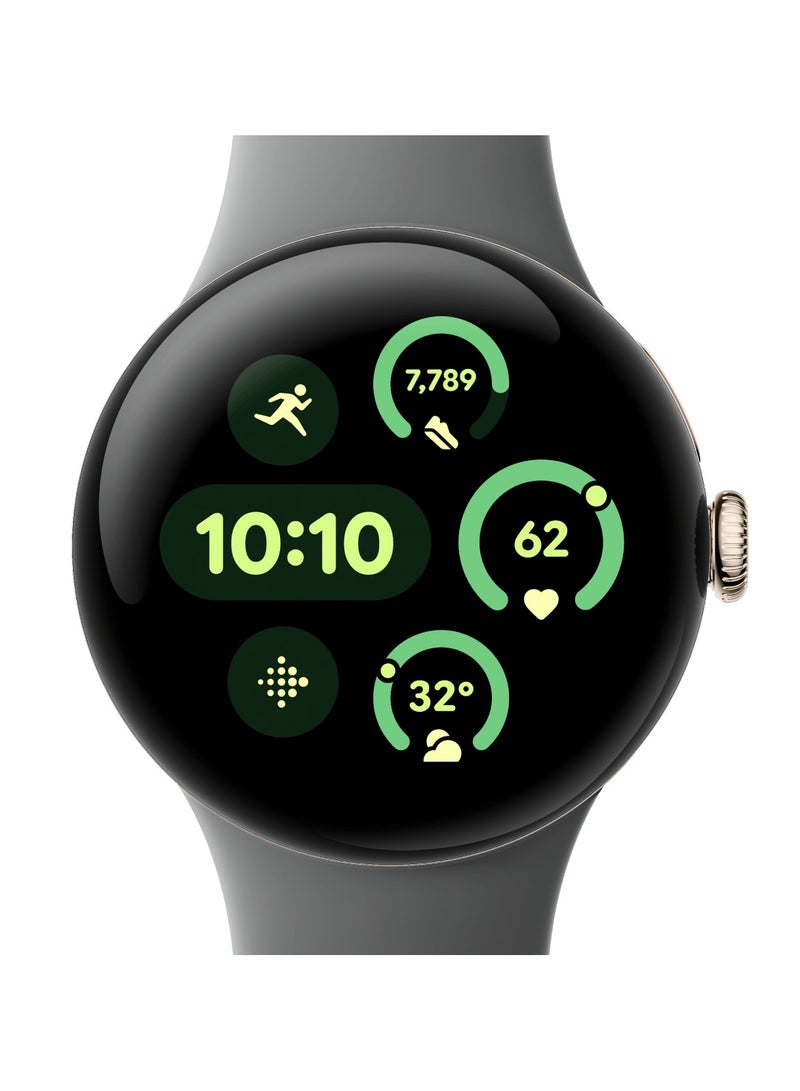 Google Pixel Watch 3 (45 mm) - Android smartwatch with heart rate tracking, advanced running from Fitbit, fitness insights, 24-hour battery - matte hazel aluminium case - hazel band - Wi-Fi Hazel