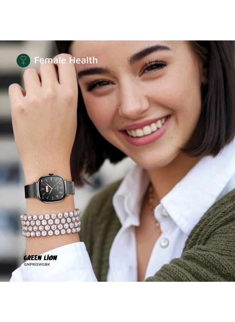 Princess Smart Watch with AMOLED Display and Extra Strap / Customizable Dials / Always-on display / Music Control / Raise Wrist Wake Screen / Volume Control / Remote Camera / Sleep Monitoring / GL-SWA38 - Glossy Black
