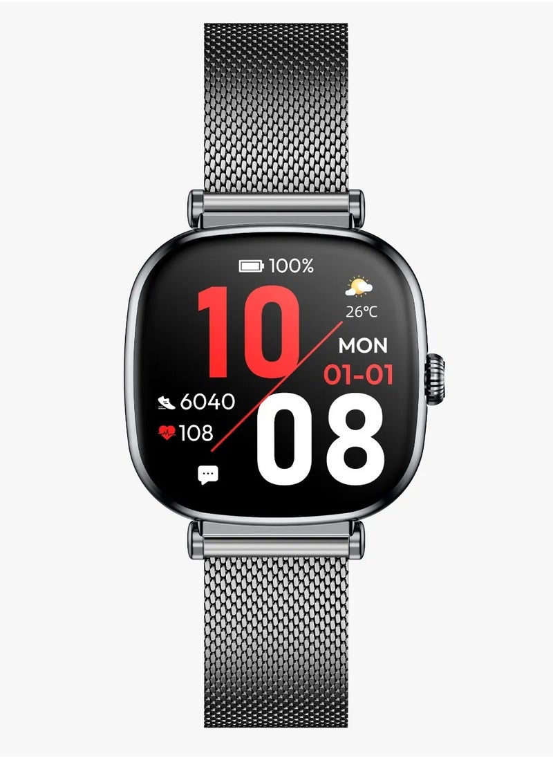 Princess Smart Watch with AMOLED Display and Extra Strap / Customizable Dials / Always-on display / Music Control / Raise Wrist Wake Screen / Volume Control / Remote Camera / Sleep Monitoring / GL-SWA38 - Glossy Black
