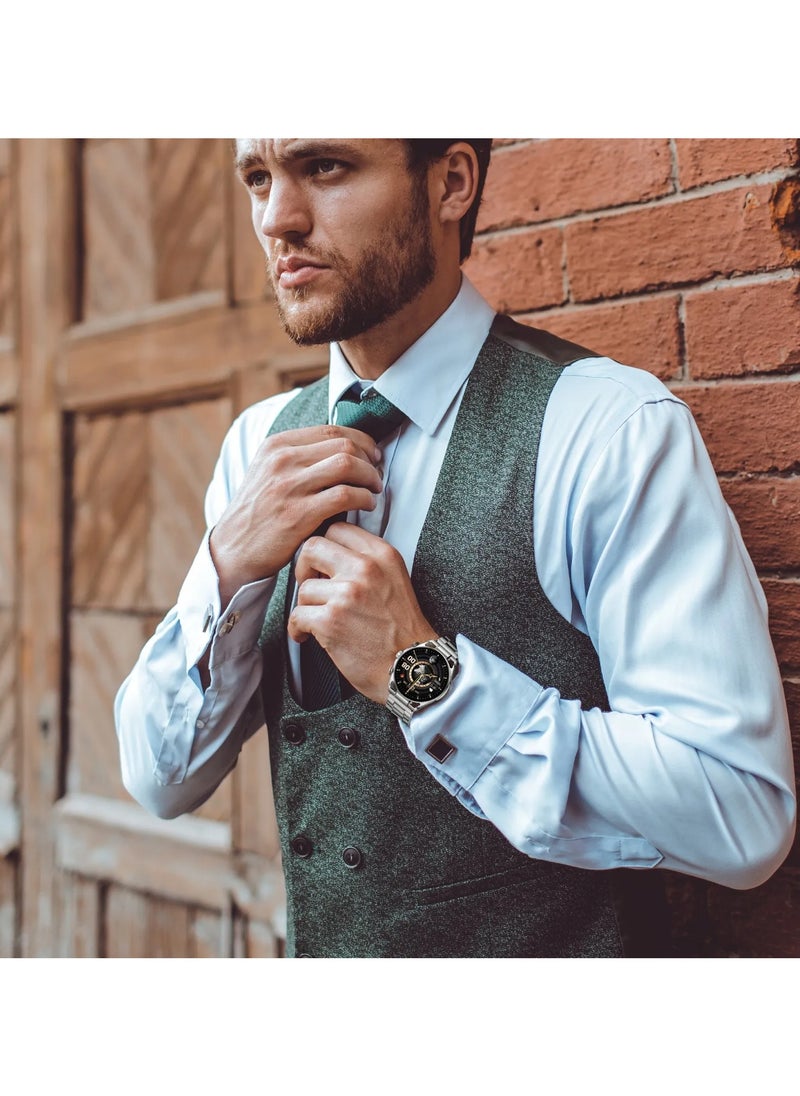 Chrono Pro Smart Watch with AMOLED Display and Hight-Fidelity BT Calling / 7 Days Working Time / Full-View Touch Display / Voice Recording / 100+ Sports Modes / Rotary Encoder Button / Pedometer - Silver