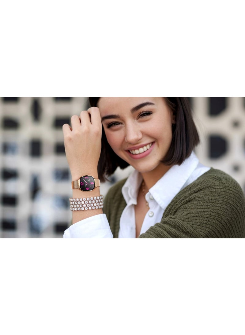 Princess Smart Watch with AMOLED Display and Extra Strap / Customizable Dials / Always-on display / Music Control / Raise Wrist Wake Screen / Volume Control / Remote Camera / Sleep Monitoring / GL-SWA38 - Gold