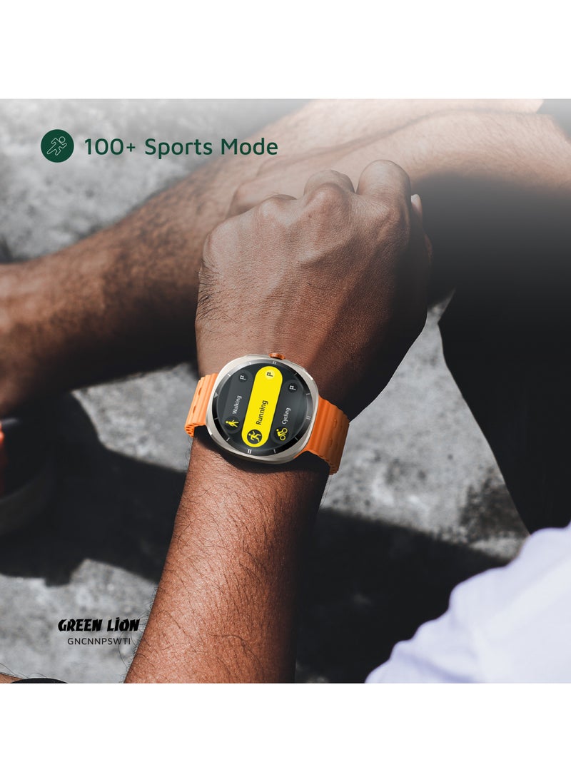 Smart Watch Connect Pro with AMOLED Display 1.43” and High-Fidelity BT Calling / Always-on Display / Call/social notifications / Music Control / Raise Wrist Wake screen / Sleep monitoring / Sedentary Reminder - Orange/Titanium Dial