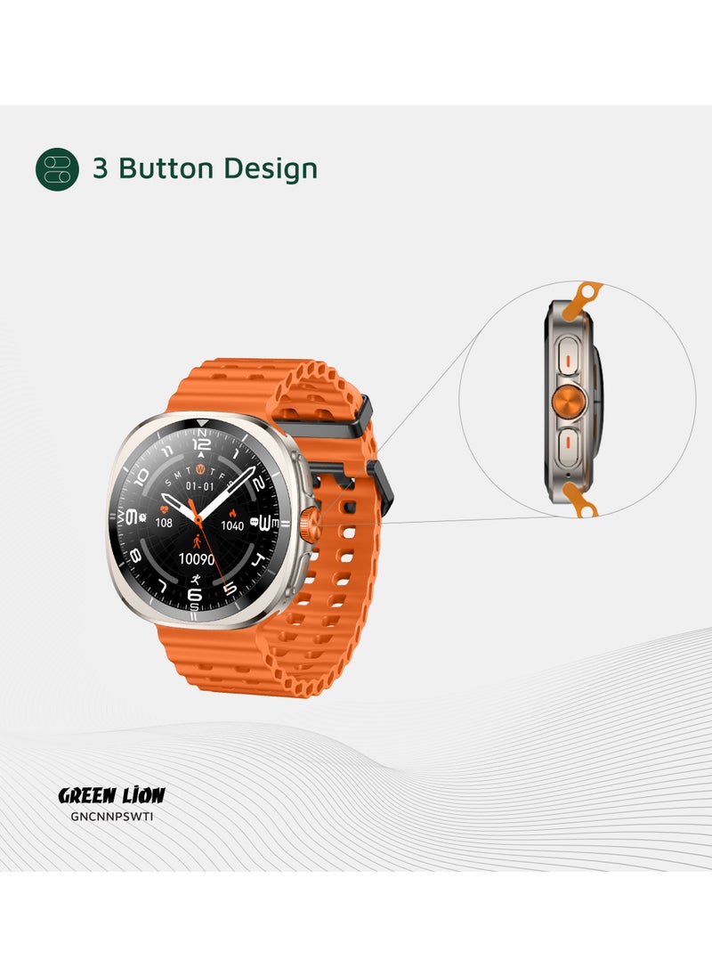 Smart Watch Connect Pro with AMOLED Display 1.43” and High-Fidelity BT Calling / Always-on Display / Call/social notifications / Music Control / Raise Wrist Wake screen / Sleep monitoring / Sedentary Reminder - Orange/Titanium Dial