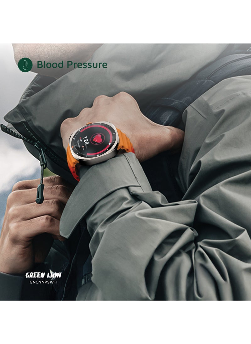 Smart Watch Connect Pro with AMOLED Display 1.43” and High-Fidelity BT Calling / Always-on Display / Call/social notifications / Music Control / Raise Wrist Wake screen / Sleep monitoring / Sedentary Reminder - Orange/Titanium Dial