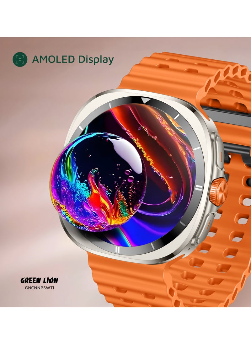Smart Watch Connect Pro with AMOLED Display 1.43” and High-Fidelity BT Calling / Always-on Display / Call/social notifications / Music Control / Raise Wrist Wake screen / Sleep monitoring / Sedentary Reminder - Orange/Titanium Dial