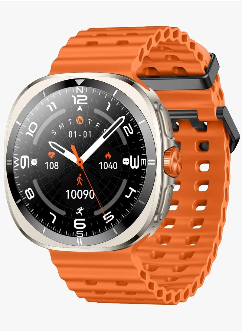 Smart Watch Connect Pro with AMOLED Display 1.43” and High-Fidelity BT Calling / Always-on Display / Call/social notifications / Music Control / Raise Wrist Wake screen / Sleep monitoring / Sedentary Reminder - Orange/Titanium Dial