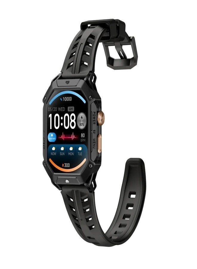 Iron N1 Smart Watch 2.13-inch AMOLED HD Display, 850mAh 100 Days Standby Battery Life,5ATM Waterproof,100+ Workout Modes, All-round Health Monitoring, Built-in GPS & Phone Notifications - Black