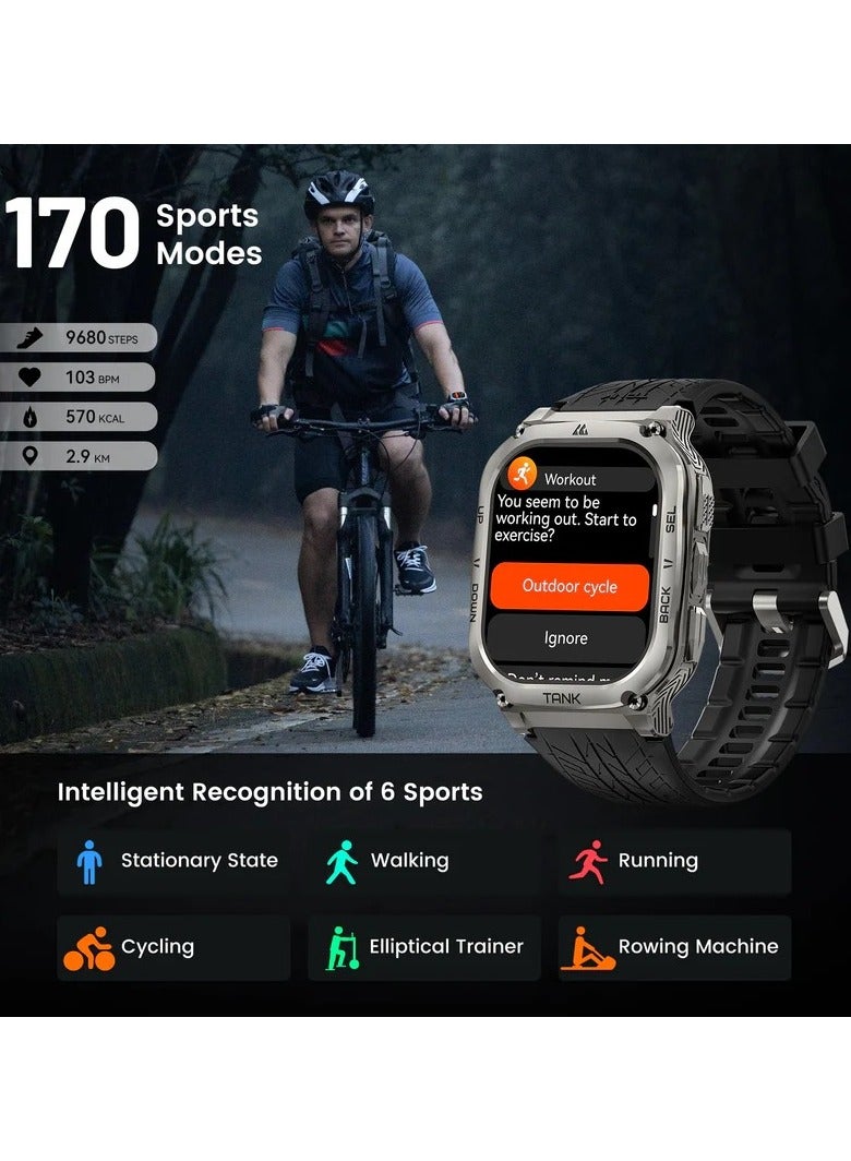 Tank M3 Smartwatch, GPS, Bluetooth Calling | Shockproof & 5ATM Waterproof up to 50 meters | 1.85