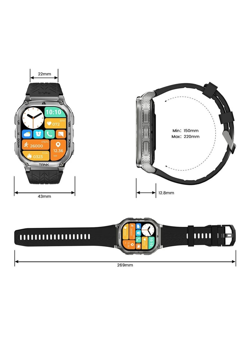 Tank M3 Smartwatch, GPS, Bluetooth Calling | Shockproof & 5ATM Waterproof up to 50 meters | 1.85