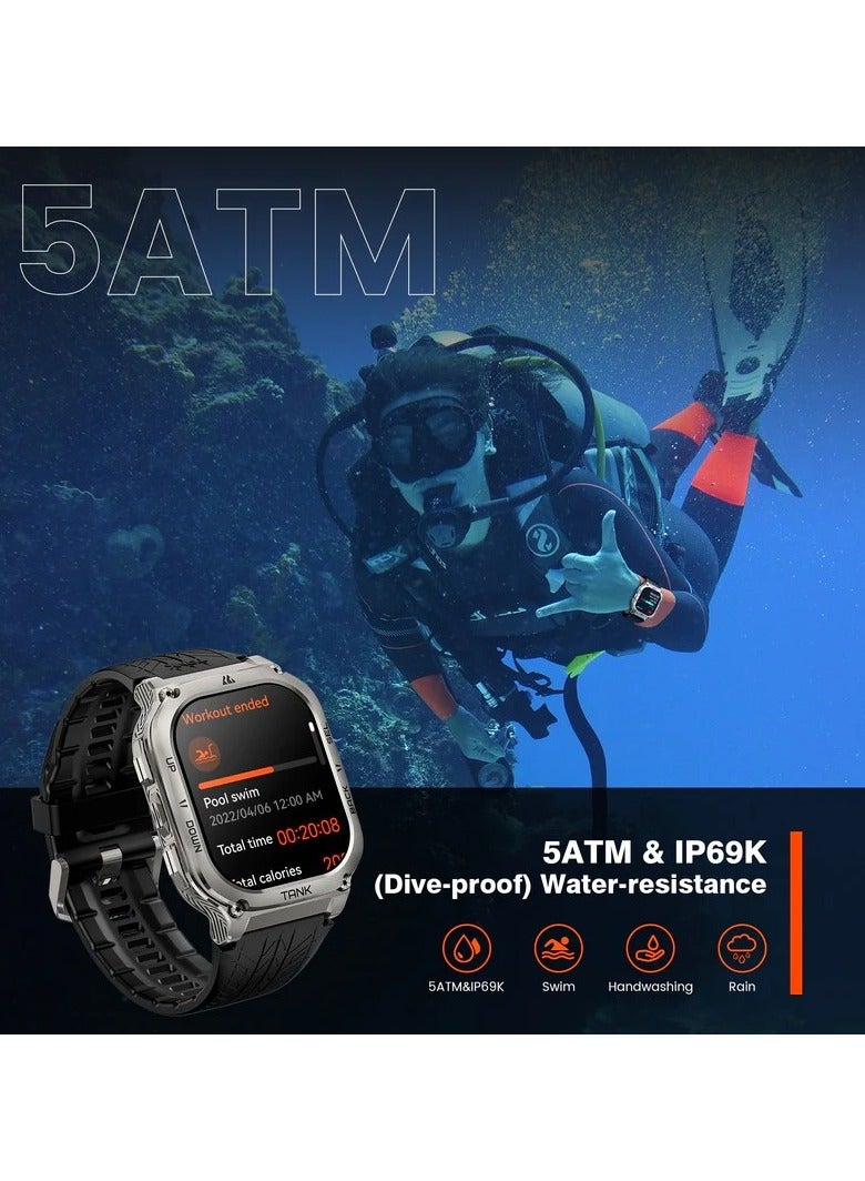 Tank M3 Smartwatch, GPS, Bluetooth Calling | Shockproof & 5ATM Waterproof up to 50 meters | 1.85
