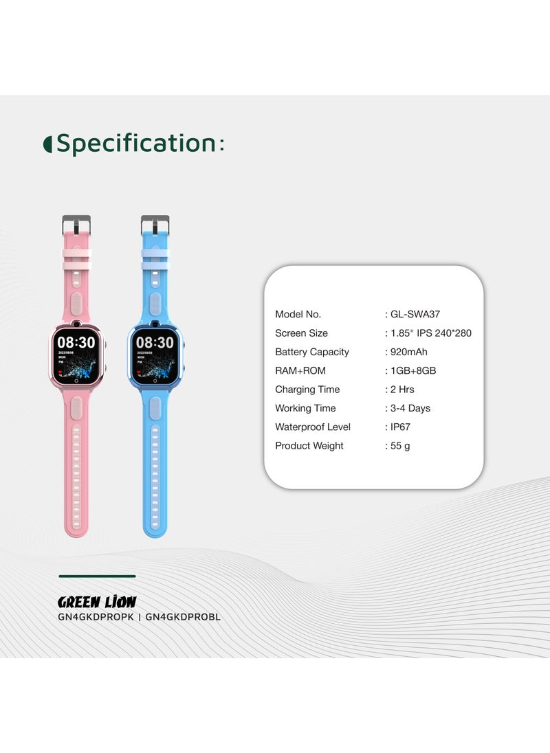 4G Smart Watch for Kids Pro 1.85inch IPS 240x280 /Smartwatch for girls / HD Camera / Voice Chat / Video Call / SOS Call / GPS / Up to 4 Days Working Time / Precise Positioning / Support 4G Volte - Pink