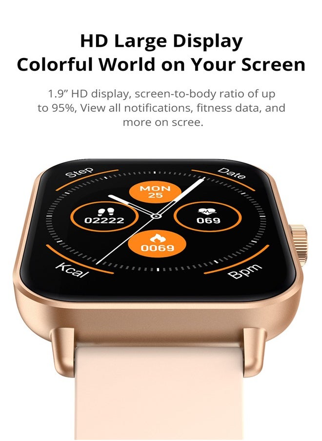 Men's Women's Smartwatch, 1.9 Inch HD Fitness Tracker, Support Answering/Making Calls, Heart Rate/Sleep Monitoring, Pedometer, Calories, 100+ Sports Modes, IP68 Waterproof Fitness Watch, Available for Android and iOS