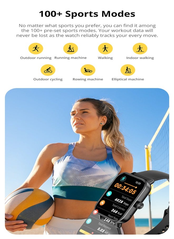 Men's Women's Smartwatch, 1.9 Inch HD Fitness Tracker, Support Answering/Making Calls, Heart Rate/Sleep Monitoring, Pedometer, Calories, 100+ Sports Modes, IP68 Waterproof Fitness Watch, Available for Android and iOS