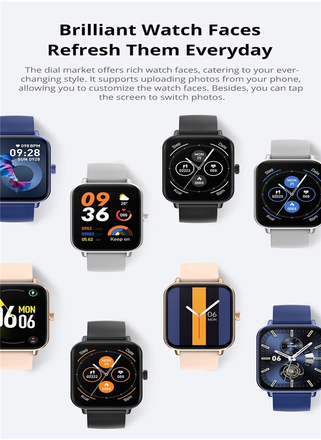 Men's Women's Smartwatch, 1.9 Inch HD Fitness Tracker, Support Answering/Making Calls, Heart Rate/Sleep Monitoring, Pedometer, Calories, 100+ Sports Modes, IP68 Waterproof Fitness Watch, Available for Android and iOS