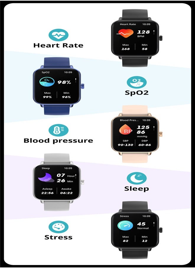Men's Women's Smartwatch, 1.9 Inch HD Fitness Tracker, Support Answering/Making Calls, Heart Rate/Sleep Monitoring, Pedometer, Calories, 100+ Sports Modes, IP68 Waterproof Fitness Watch, Available for Android and iOS