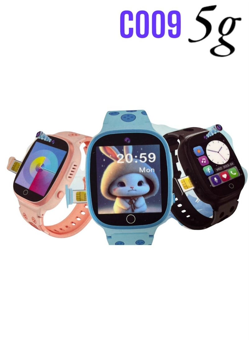 5G C009 Smart Kids Watch Series with GPS and Sim Card Slot and Two Way Call and SOS Alarm and Camera - BLUE