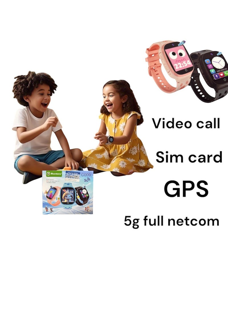 5G C009 Smart Kids Watch Series with GPS and Sim Card Slot and Two Way Call and SOS Alarm and Camera - PINK