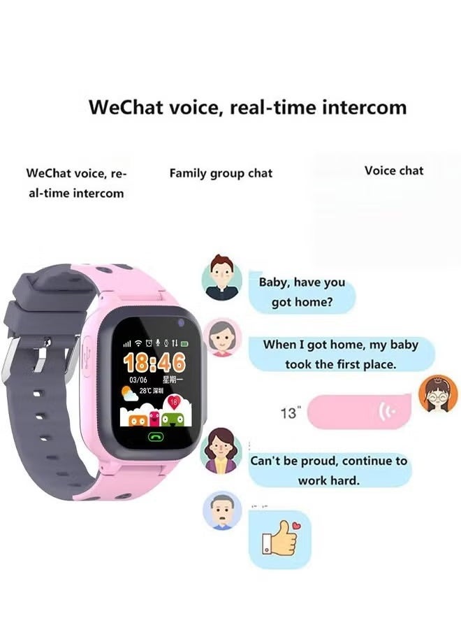 Kids Smart Watch With Calling Feature Support SIM Card Waterproof Watch Phone for Children Kid Student One Button Speed Dial Voice Call Chat HD Touch Screen Offers Security Positioning Watch Pink