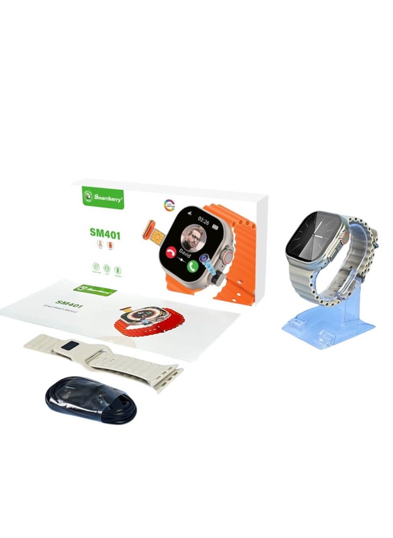 SM401 4G Smartwatch 2.2 Inch HD Screen, SIM Card Slot, With Camera, For Ladies & Gents - WHITE