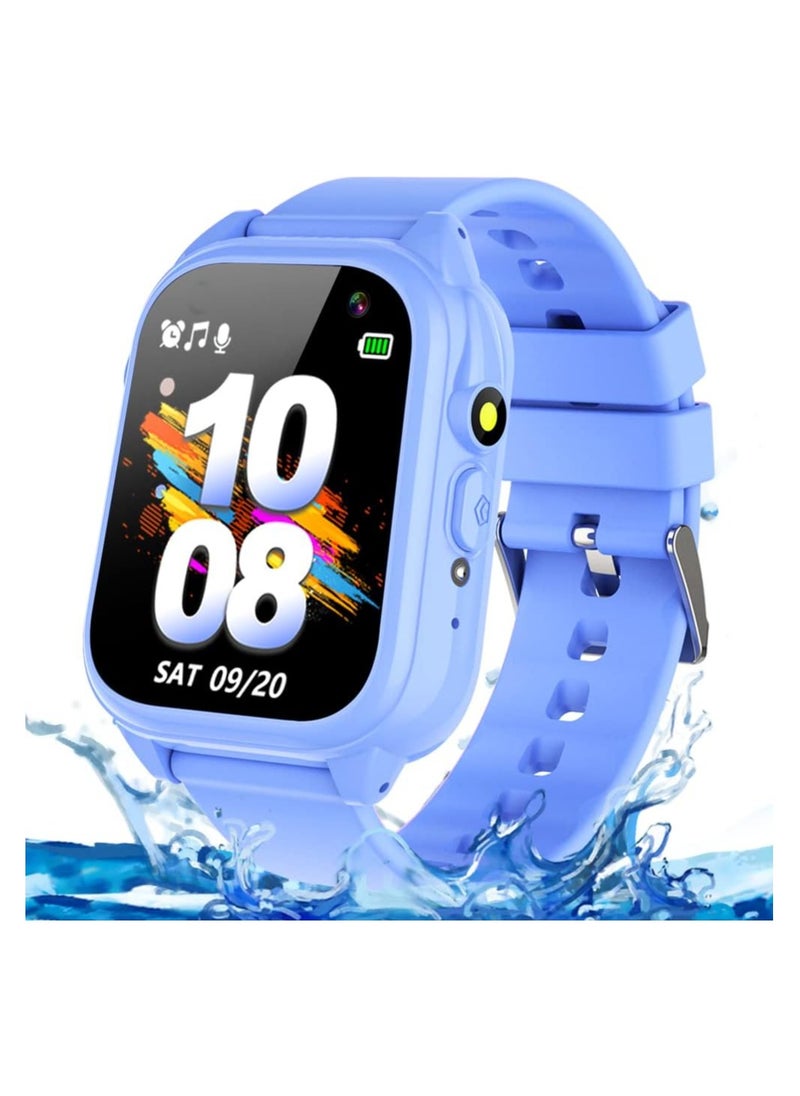 Smart Watch for Kids Waterproof Boys Girls Learning Toys Watches with 26 Puzzle Games Camera Video Music Player Pedometer HD Touchscreen Alarm Clock Flashlight Children Age 3-12 (3. Blue)