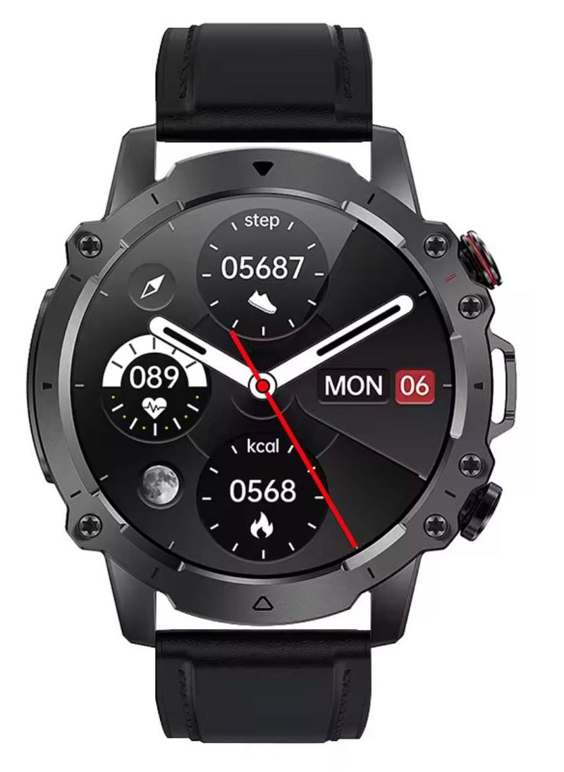 CY02 5G Round Shaped Android Smartwatch With Sim and 6Gb Ram 64Gb Rom camera 2 set Strap - BLACK