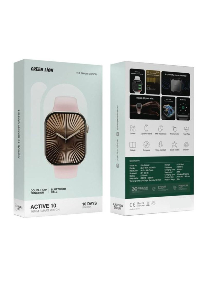Ultimate10 46mm Smart Watch with Voice Assistant, Bluetooth Calling, Double Tap Function, Heart Rate Monitoring, ChatGPT Support, 2-3 Days Working Time & 10 Days Standby Time, 3 Hours Charging Time - Rose Gold