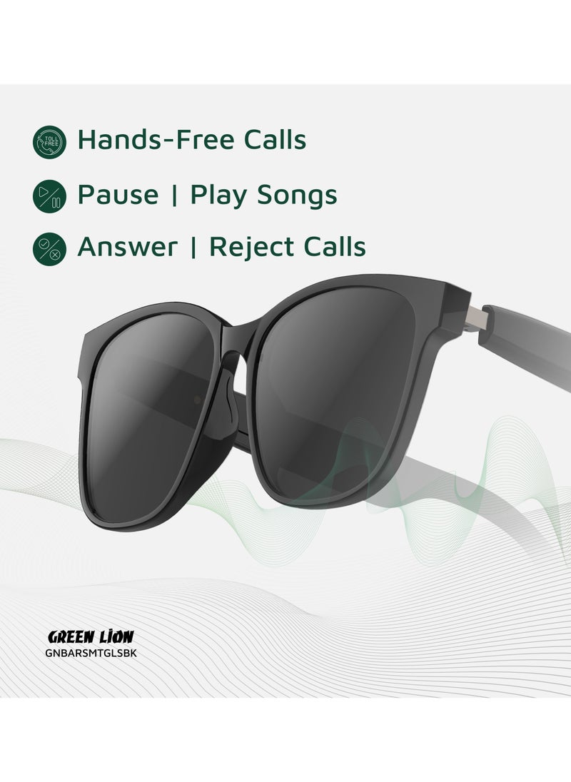 Smart Glasses Barcelona GL-SG8 / Play & Pause / Answer & Reject Calls / Polarized Anti-Blue Lens / Built-in Microphone / UV400 Protection / Voice Assistant / Remote Camera / Touch Control Smart Glass/ TWS Function - Black